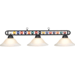 RAM Game Room | 56" | Billiard Balls Design | Metal Bar Frame | 3-Shade Light Fixture