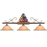 RAM Game Room | 56"- Billiard Balls in Rack | Amber Glass Shades | 3-Shade Light Fixture