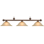 RAM Game Room | 60" | Alabaster Glass Shades | Metal Bar | 3-Light Billiard Fixture
