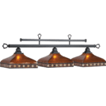 RAM Game Room | Tahoe | 56" | Amber Mica Shades | Suspension Chains  | 3-Light Billiard Fixture