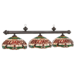 RAM Game Room | Tiffany | 56" | Stained Glass Shades | Metal Bar | 3-Shade Billiard Light Fixture