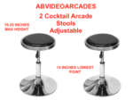 abvideoarcades cocktail arcade machine cabinet Retro Set of 2 Swivel Bar Stools - Image 2