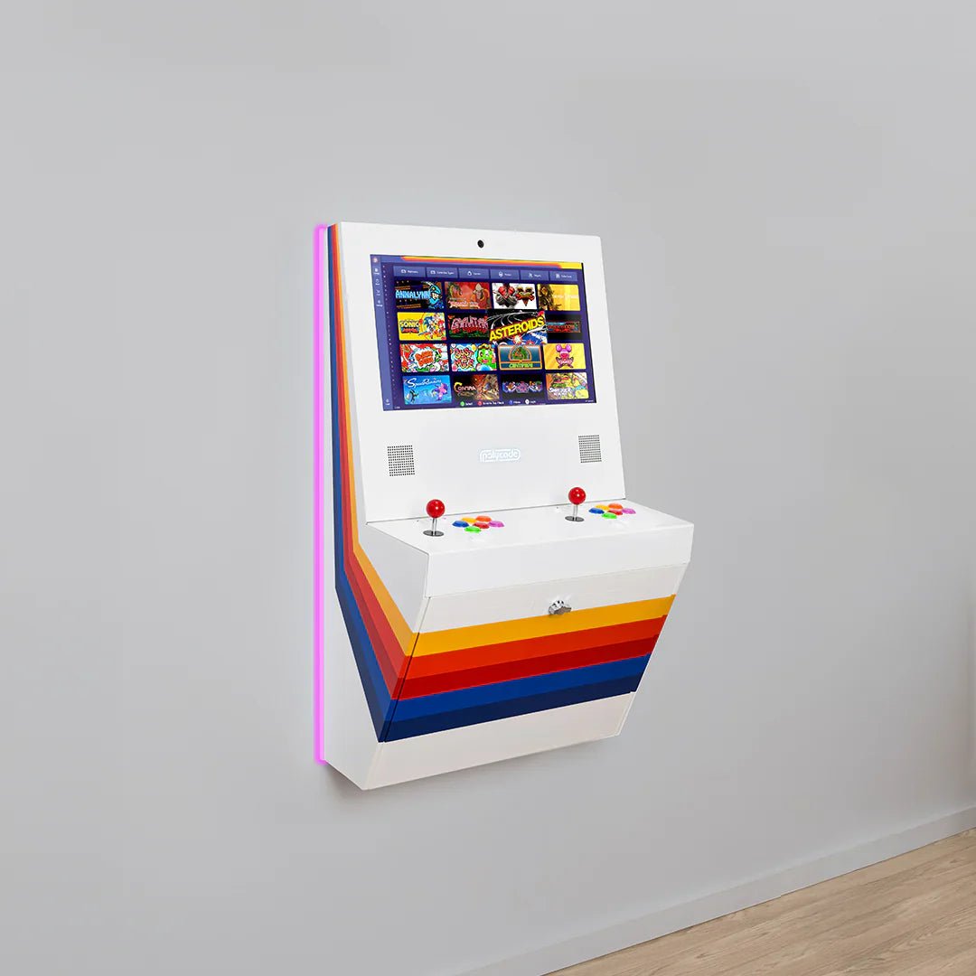 square-wall-mounted-white-stripes_1024x1024_2x_e13a8ccb-b836-4142-bda8-1605516d024a Polycade Sente Arcade (White W/Retro Stripes) - Image 1