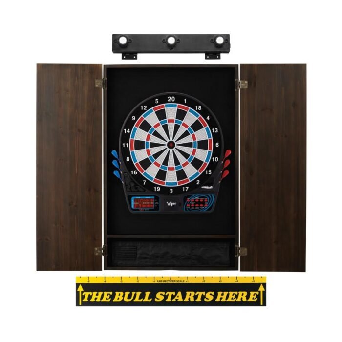 Viper | 777 Electronic Dartboard | Metropolitan Espresso Cabinet | Padded Dart Mat | The Bull Starts Here | Shadow Buster Dartboard Lights & Laser Throw Line Marker - Image 3