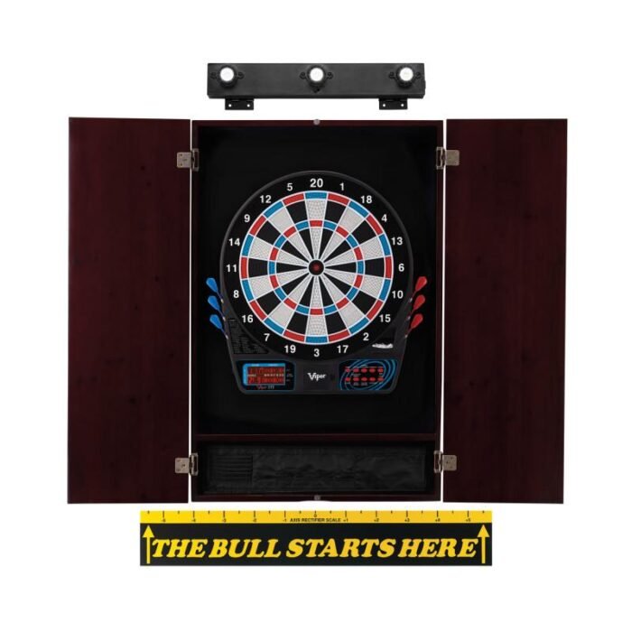 Viper | 777 Electronic Dartboard | Metropolitan Mahogany Cabinet | Laser Throw Line Marker | Padded Dart MAt & Shadow | The Bull Starts Here | Shadow Buster Dartboard Lights - Image 3