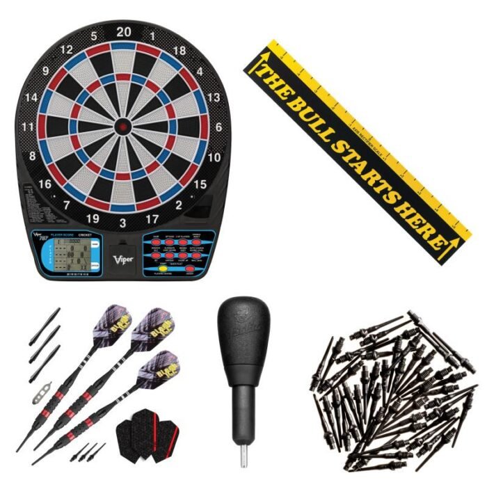 Viper | 787 Electronic Dartboard Bundle with Black Ice | Pitbull 18g Soft Tip Darts | Throw Line Marker | Tip Remover Tool - Image 2