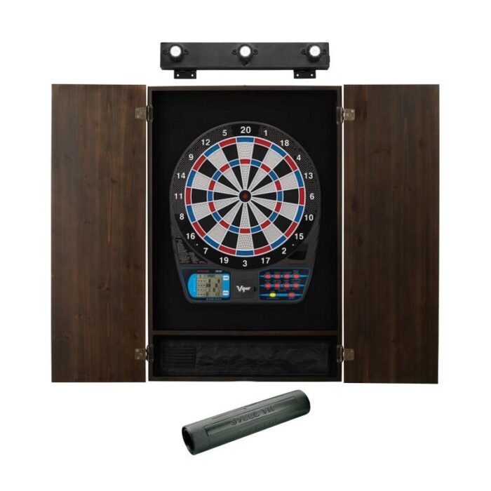 Viper | 787 Electronic Dartboard | Metropolitan Espresso Cabinet | Padded Dart Mat | The Bull Starts Here | Shadow Buster Dartboard Lights & Laser Throw Line Marker - Image 2