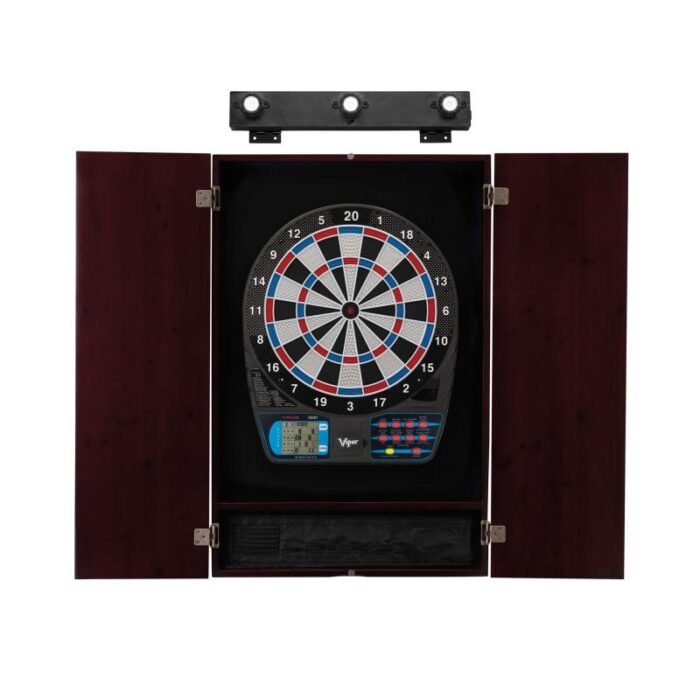 Viper | 787 Electronic Dartboard | Metropolitan Mahogany Cabinet | Laser Throw Line Marker | Padded Dart MAt | The Bull Starts Here | Shadow Buster Dartboard Lights - Image 4