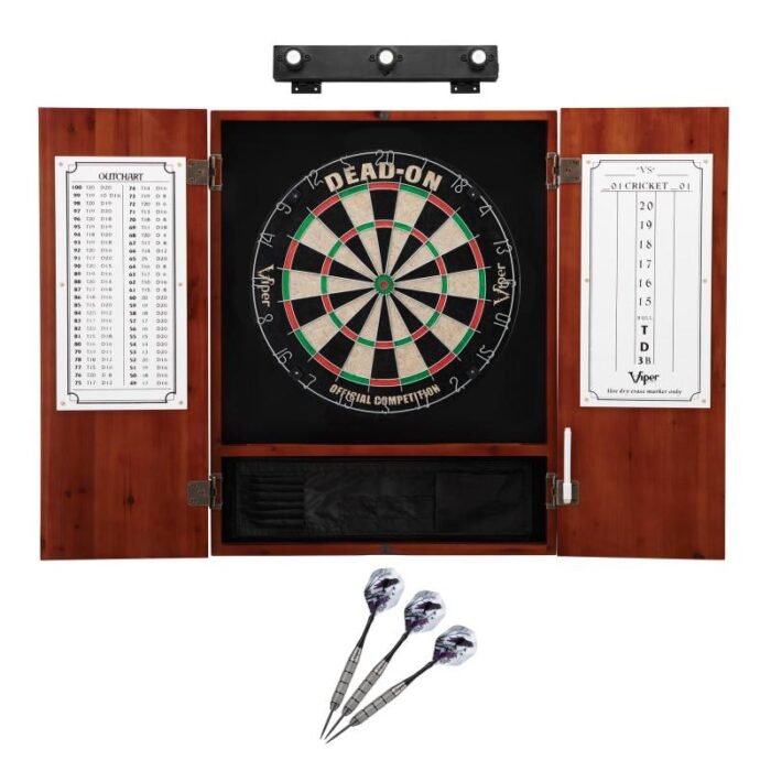Viper | Dead On Sisal Dartboard | Metropolitan Cinnamon Cabinet | Padded Dart Mat | Underground The Raven Steel Tip Darts | Shadow Buster Dartboard Lights & Laser Throw Line Marker - Image 4