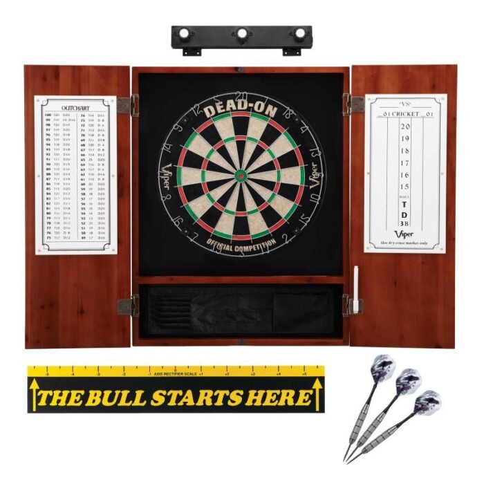 Viper | Dead On Sisal Dartboard | Metropolitan Cinnamon Cabinet | Padded Dart Mat | Underground The Raven Steel Tip Darts | Shadow Buster Dartboard Lights & Laser Throw Line Marker - Image 3