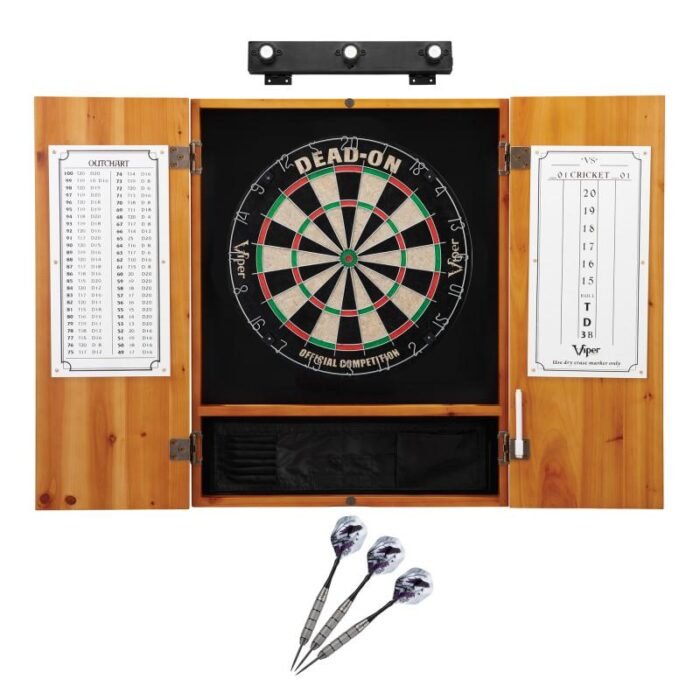 Viper | Dead On Sisal Dartboard | Metropolitan Oak Cabinet | Padded Dart Mat | The Bull Starts Here | Underground The Raven Steel Tip Darts | Shadow Buster Dartboard Lights & Laser Throw Line Marker - Image 4