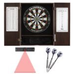 Viper | Espresso Metropolitan Steel Tip Cabinet | Razorback Sisal Dartboard | Underground Raven Steel Tip Darts 25 Grams | Laser Throw Line | Vinyl Dart Mat