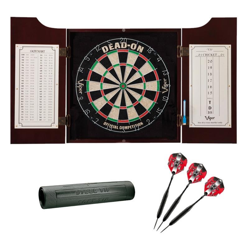 viper-hudson-dartboard-cabinet-dead-on-bristle-dartboard-black-mariah-steel-tip-darts-22-grams-vinyl-dart-mat-6552503 Viper | Hudson Dartboard Cabinet | Dead-On Bristle Dartboard | Black Mariah Steel Tip Darts 22 Grams | Vinyl Dart Mat - Image 1