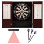 Viper | Metropolitan Mahogany Steel Tip Dartboard Cabinet | Dead-On Bristle Dartboard | Underground Raven Steel Tip Darts 25 Grams | Padded Dart Mat  | Vinyl Dart Mat