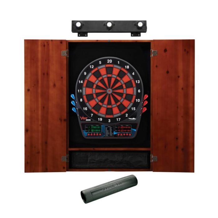 Viper | Orion Electronic Dartboard | Metropolitan Cinnamon Cabinet | Padded Dart Mat | The Bull Starts Here | Shadow Buster Dartboard Lights & Laser Throw Line Marker - Image 2