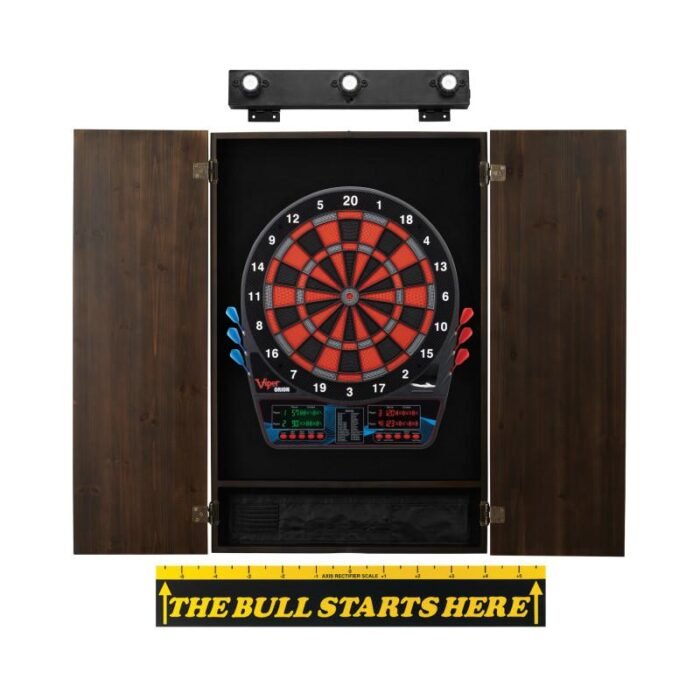 Viper | Orion Electronic Dartboard | Metropolitan Espresso Cabinet | Padded Dart Mat | The Bull Starts Here | Shadow Buster Dartboard Lights & Laser Throw Line Marker - Image 3