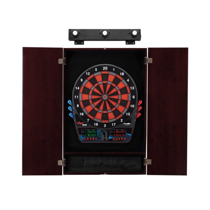 Viper | Orion Electronic Dartboard | Metropolitan Mahogany Cabinet | Laser Throw Line Marker | Padded Dart MAt | The Bull Starts Here | Shadow Buster Dartboard Lights - Image 4