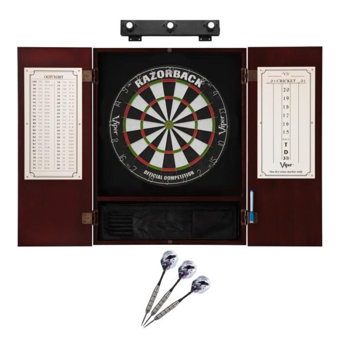 Viper | Razorback Sisal Dartboard | Metropolitan Cinnamon Cabinet | Padded Dart Mat | The Bull Starts Here | Underground The Raven Steel Tip Darts | Shadow Buster Dartboard Lights & Laser Throw Line Marker - Image 4