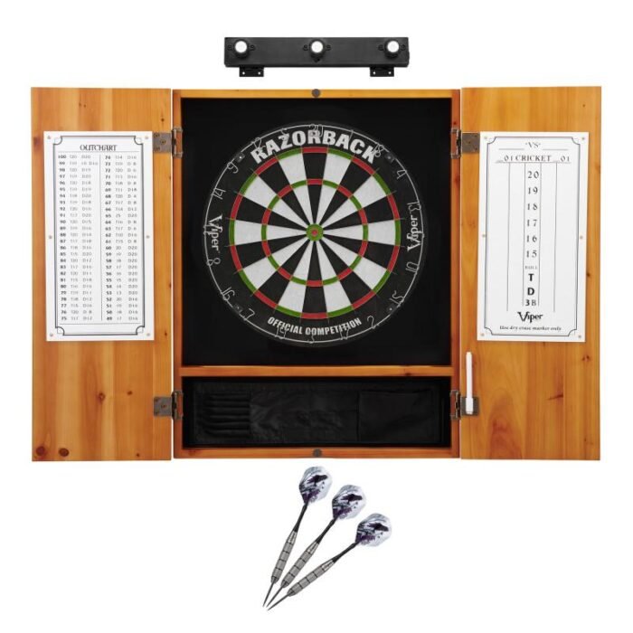 Viper | Razorback Sisal Dartboard | Metropolitan Oak Cabinet | Padded Dart Mat | The Bull Starts Here | Underground The Raven Steel Tip Darts | Shadow Buster Dartboard Lights & Laser Throw Line Marker - Image 4