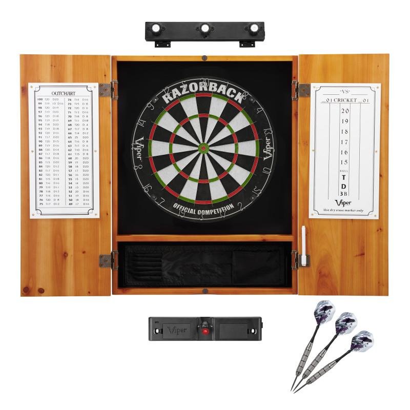 viper-razorback-sisal-dartboard-metropolitan-oak-cabinet-padded-dart-mat-the-bull-starts-here-underground-the-raven-steel-tip-darts-shadow-buster-dartboard-ligh-5403654 Viper | Razorback Sisal Dartboard | Metropolitan Oak Cabinet | Padded Dart Mat | The Bull Starts Here | Underground The Raven Steel Tip Darts | Shadow Buster Dartboard Lights & Laser Throw Line Marker - Image 1