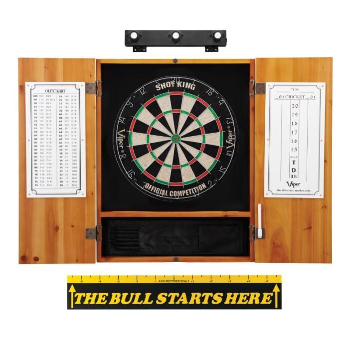 Viper | Shot King Sisal Dartboard | Metropolitan Cinnamon Cabinet | Padded Dart Mat | The Bull Starts Here | Shadow Buster Dartboard Lights & Laser Throw Line Marker - Image 2