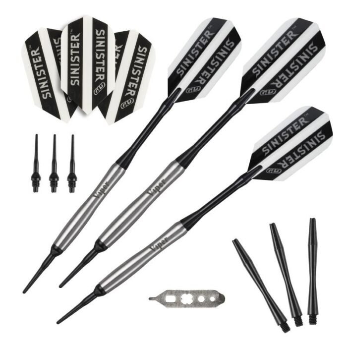 Viper Sinister Tungsten Darts Soft Tip Darts Tapered Barrel 18 Grams and Casemaster Deluxe Black Nylon Case - Image 2