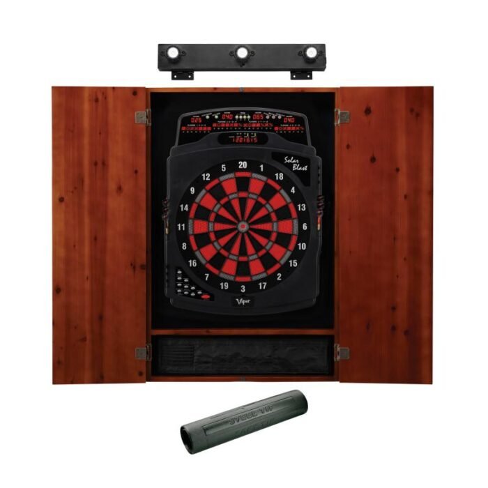 Viper | Solar Blast Electronic Dartboard | Metropolitan Cinnamon Cabinet | Padded Dart Mat | The Bull Starts Here | Shadow Buster Dartboard Lights & Laser Throw Line Marker - Image 2
