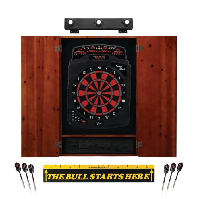 Viper | Solar Blast Electronic Dartboard | Metropolitan Cinnamon Cabinet | Padded Dart Mat | The Bull Starts Here | Shadow Buster Dartboard Lights & Laser Throw Line Marker - Image 3