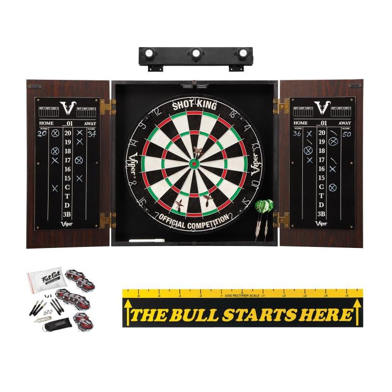 viper stadium cabinet with shot king sisal dartboard shadow buster dartboard lights padded dart mat the bull starts here throw line marker steel tip dart access 7358610