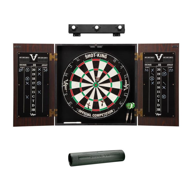 viper stadium cabinet with shot king sisal dartboard shadow buster dartboard lights padded dart mat the bull starts here throw line marker steel tip dart access 7448282