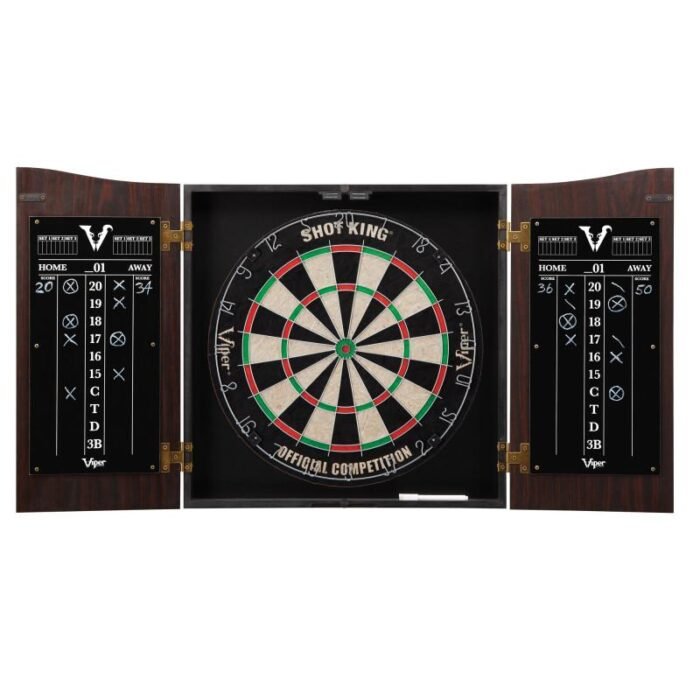 Viper | Vault Cabinet with Shot King Sisal Dartboard | Padded Dart Mat | Shadow Buster Dartboard Lights - Image 2