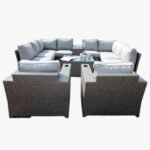 Outdoor Wicker Sectional With Weather Resistant Cushions And Table - Image 8