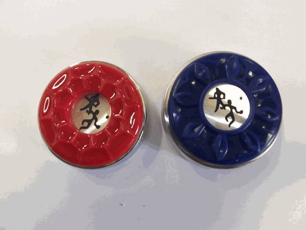 11 Playcraft 2 1/8” Deluxe Shuffleboard Weight - Set, 4 Red & 4 Blue - Image 1