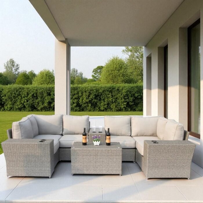 Wicker Outdoor Sectional With Weather Resistant Cushions And Table - Image 3