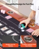 Foldable Poker Table, 8 Player 72 in Folding Casino Leisure Table with Padded Rails and Cup Holders, Oval Portable Game Tables with Felt & Metal Legs, for Texas Holdeem Game and Blackjack - Image 7