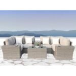 Outdoor Wicker Sectional With Weather Resistant Cushions And Table - Image 11