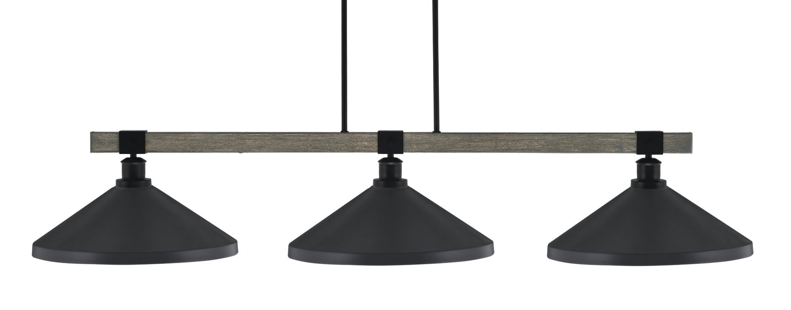 1863-MBDW-424-MB Tacoma 3 Light Bar, Matte Black & Painted Distressed Wood-Look Metal Finish - Image 1