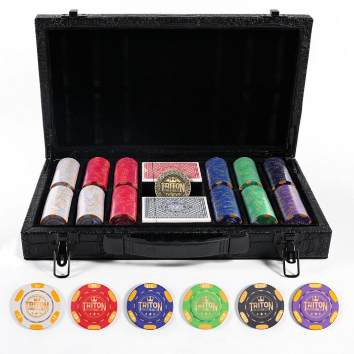 Triton Premium Folding 10 Player Poker Table + 10 Folding Poker Chairs with Castors + Premium Poker Chip Sets - Image 5