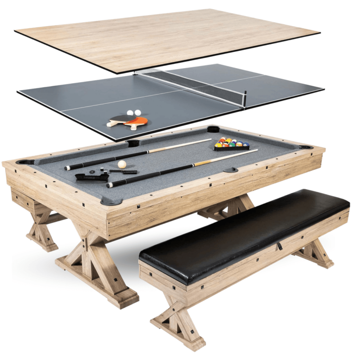 Freetime Fun The Rockford 7' Multi-Game Table in Rustic Oak with Grey Felt - Image 9