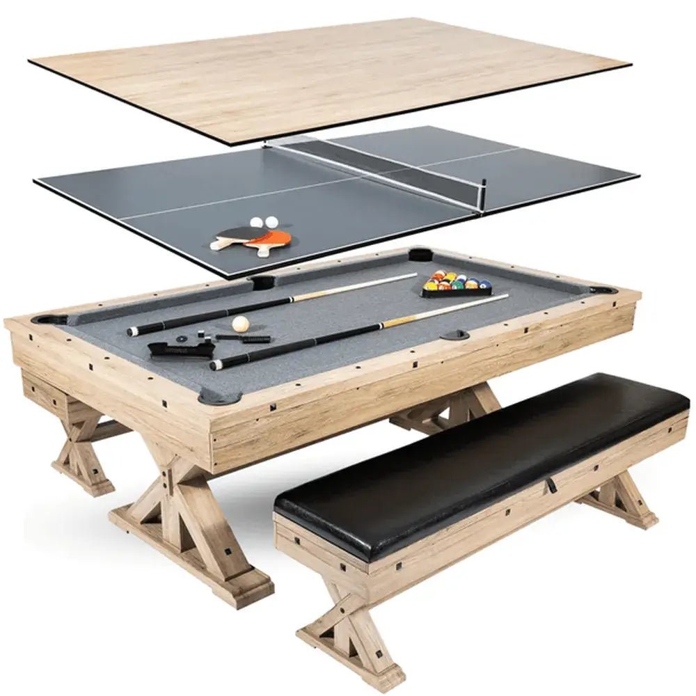1__25691 Freetime Fun Rockford 7' Rustic Oak Multi-Game Table - Image 1