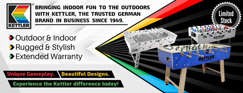 Kettler Carrara weatherproof outdoor foosball table—free cover & balls, limited stock!.