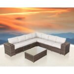 Outdoor Wicker Sectional With Weather Resistant Cushions And Table - Image 12
