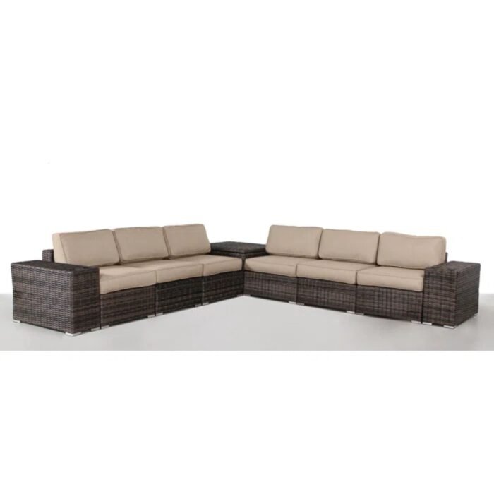 Elegant Outdoor Rattan Wicker 6 Person Seating Group With Cushions - Image 2