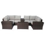Outdoor Wicker Sectional With Weather Resistant Cushions And Table - Image 7