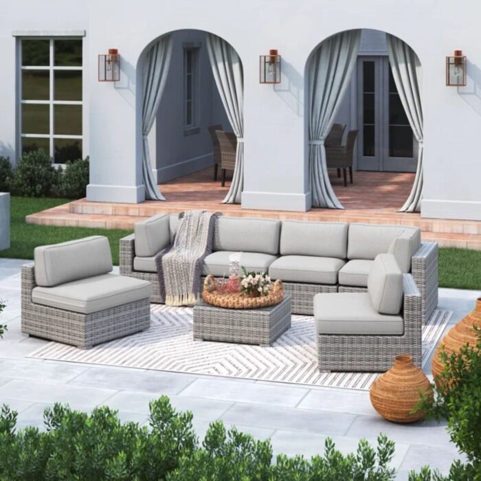 Outdoor Wicker Seating Group With Cushions - Image 7