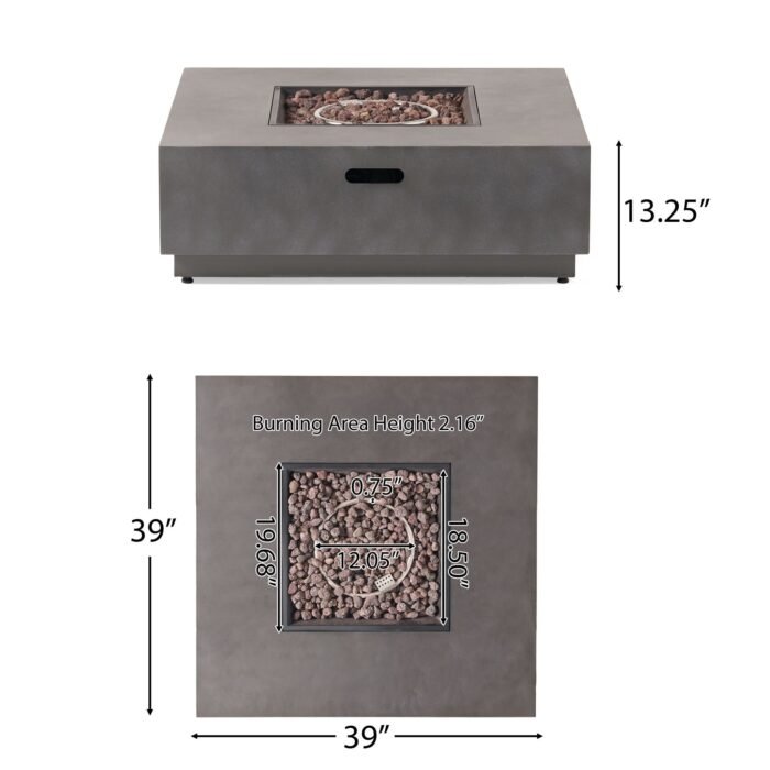 Modern Square Fire Pit With 50, 000 Btu - Image 5