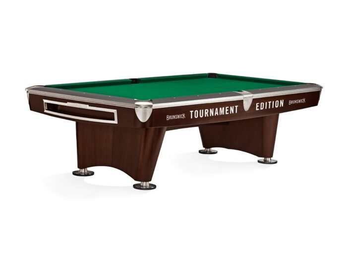 Brunswick Gold Crown VI Tournament Edition 9ft American Pool Table With Drop Pocket - Two Tone Walnut and Espresso - Image 2