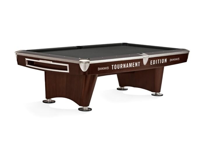 Brunswick Gold Crown VI Tournament Edition 9ft American Pool Table With Drop Pocket - Two Tone Walnut and Espresso - Image 4