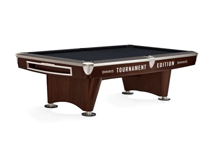Brunswick Gold Crown VI Tournament Edition 9ft American Pool Table With Drop Pocket - Two Tone Walnut and Espresso - Image 6