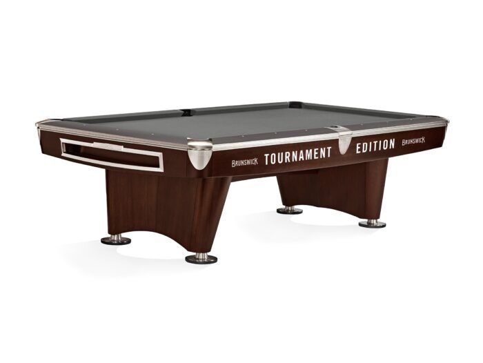 Brunswick Gold Crown VI Tournament Edition 9ft American Pool Table With Drop Pocket - Two Tone Walnut and Espresso - Image 7